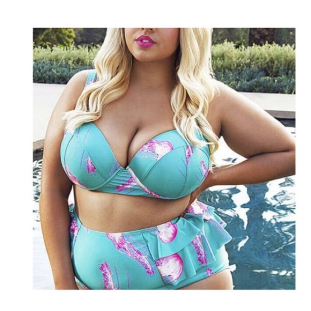 Jelly fish Print Peplum Skirt Plus size Bikini